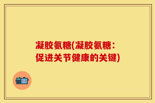 凝胶氨糖(凝胶氨糖：促进关节健康的关键)