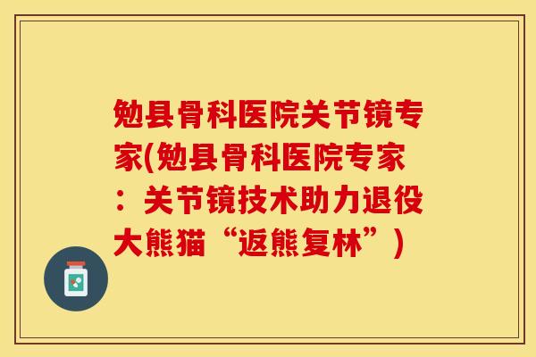 勉县骨科医院关节镜专家(勉县骨科医院专家：关节镜技术助力退役大熊猫“返熊复林”)
