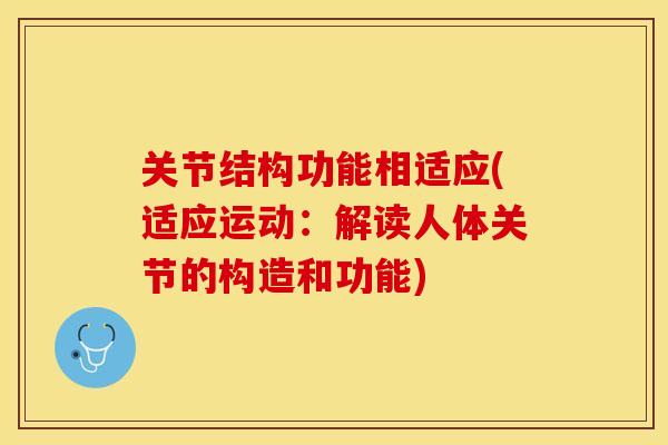 关节结构功能相适应(适应运动：解读人体关节的构造和功能)