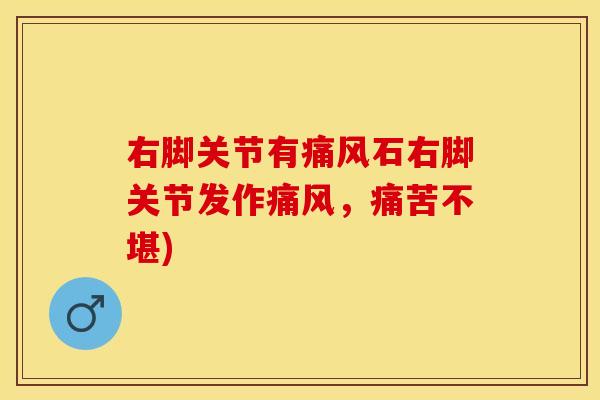 右脚关节有痛风石右脚关节发作痛风，痛苦不堪)