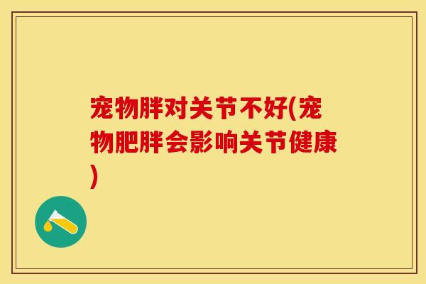 宠物胖对关节不好(宠物肥胖会影响关节健康)