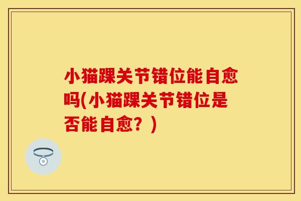 小猫踝关节错位能自愈吗(小猫踝关节错位是否能自愈？)