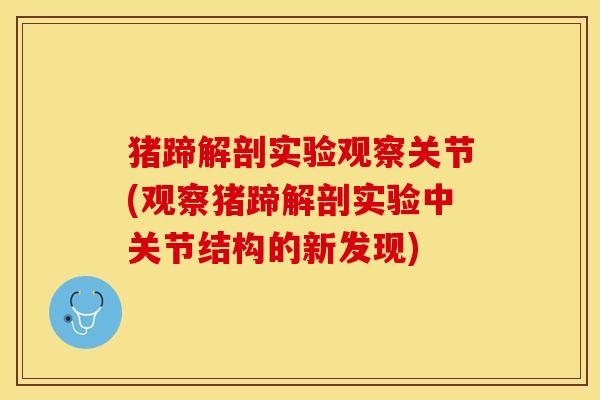 猪蹄解剖实验观察关节(观察猪蹄解剖实验中关节结构的新发现)