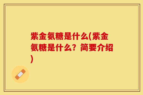 紫金氨糖是什么(紫金氨糖是什么？简要介绍)