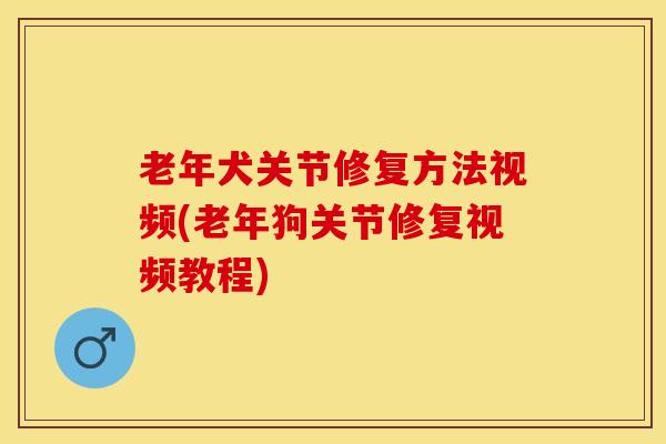 老年犬关节修复方法视频(老年狗关节修复视频教程)