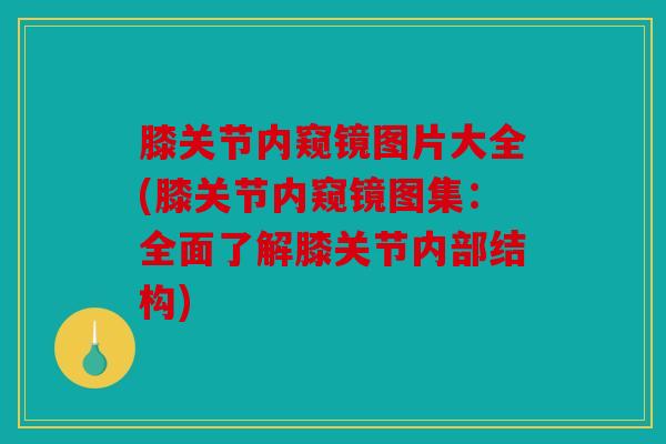 膝关节内窥镜图片大全(膝关节内窥镜图集：全面了解膝关节内部结构)