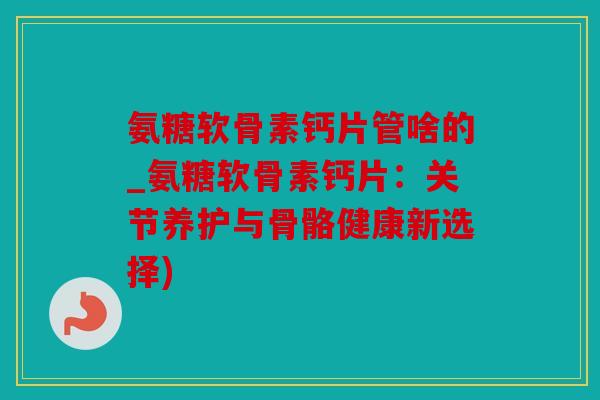 氨糖软骨素钙片管啥的_氨糖软骨素钙片：关节养护与骨骼健康新选择)