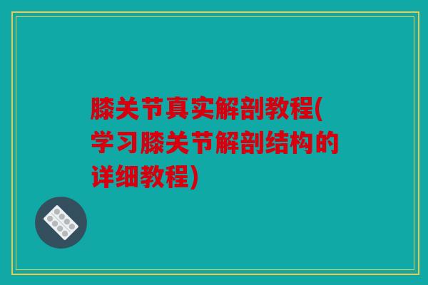 膝关节真实解剖教程(学习膝关节解剖结构的详细教程) 膝关节真实解剖教程(学习膝关节解剖结构的详细教程)