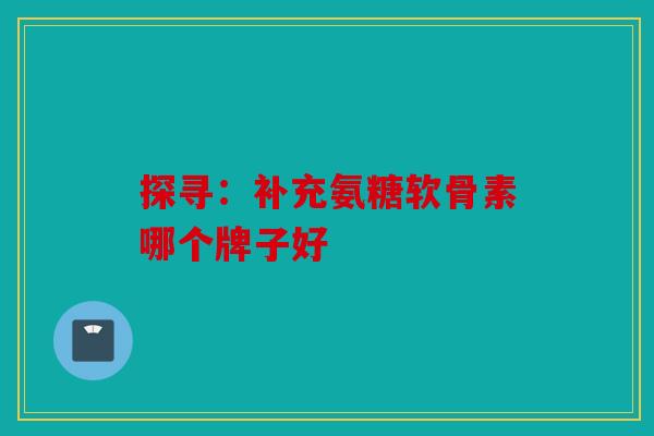 探寻：补充氨糖软骨素哪个牌子好