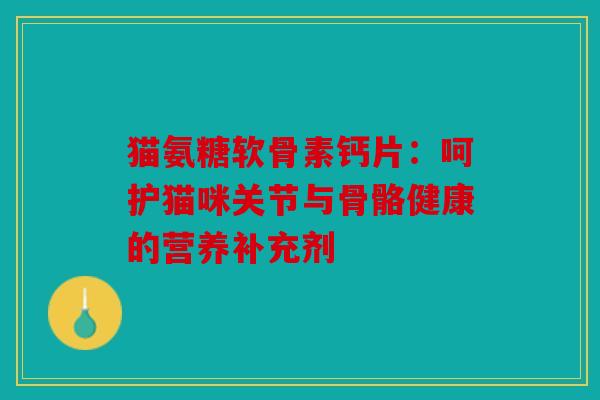 猫氨糖软骨素钙片:呵护猫咪关节与骨骼健康的营养补充剂 猫氨糖软骨素钙片:呵护猫咪关节与骨骼健康的营养补充剂