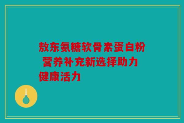 敖东氨糖软骨素蛋白粉 营养补充新选择助力健康活力 敖东氨糖软骨素蛋白粉 营养补充新选择助力健康活力