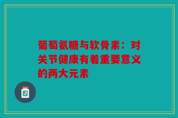 葡萄氨糖与软骨素:对关节健康有着重要意义的两大元素 葡萄氨糖与软骨素:对关节健康有着重要意义的两大元素