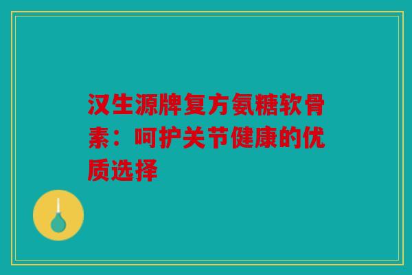 汉生源牌复方氨糖软骨素：呵护关节健康的优质选择
