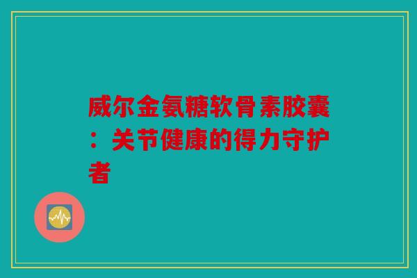 威尔金氨糖软骨素胶囊:关节健康的得力守护者 威尔金氨糖软骨素胶囊:关节健康的得力守护者