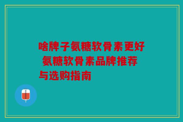 啥牌子氨糖软骨素更好 氨糖软骨素品牌推荐与选购指南
