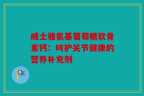 威士雅氨基葡萄糖软骨素钙:呵护关节健康的营养补充剂 威士雅氨基葡萄糖软骨素钙:呵护关节健康的营养补充剂