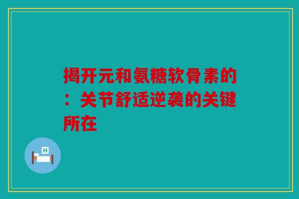 揭开元和氨糖软骨素的:关节舒适逆袭的关键所在 揭开元和氨糖软骨素的:关节舒适逆袭的关键所在