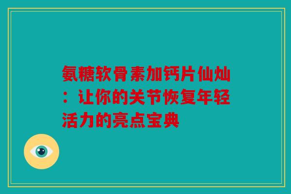 氨糖软骨素加钙片仙灿:让你的关节恢复年轻活力的亮点宝典 氨糖软骨素加钙片仙灿:让你的关节恢复年轻活力的亮点宝典