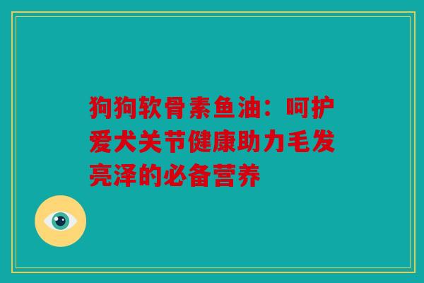 狗狗软骨素鱼油:呵护爱犬关节健康助力毛发亮泽的必备营养 狗狗软骨素鱼油:呵护爱犬关节健康助力毛发亮泽的必备营养