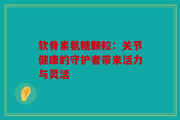 软骨素氨糖颗粒:关节健康的守护者带来活力与灵活 软骨素氨糖颗粒:关节健康的守护者带来活力与灵活