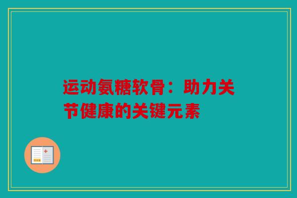 运动氨糖软骨:助力关节健康的关键元素 运动氨糖软骨:助力关节健康的关键元素